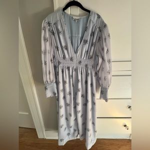 Ganni puff sleeve floral midi dress